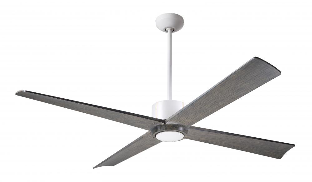 Nouveau DC Fan; Matte White Finish w/ Brass; 56" Graywash Blades; No Light; Remote Control