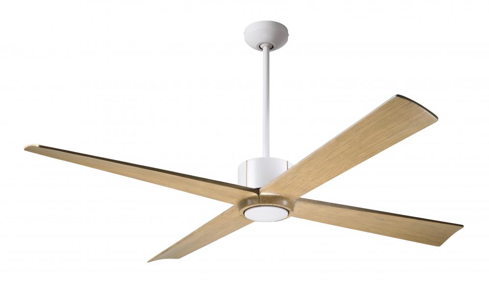 Nouveau DC Fan; Matte White Finish w/ Brass; 56" Maple Blades; No Light; Wall Control