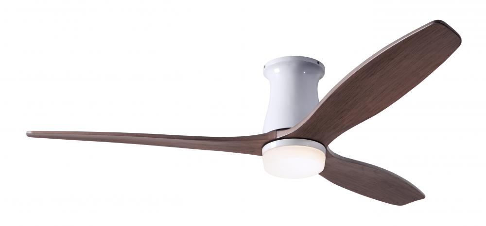 Arbor Flush DC Fan; Gloss White Finish; 54" Mahogany Blades; 17W LED; Remote Control