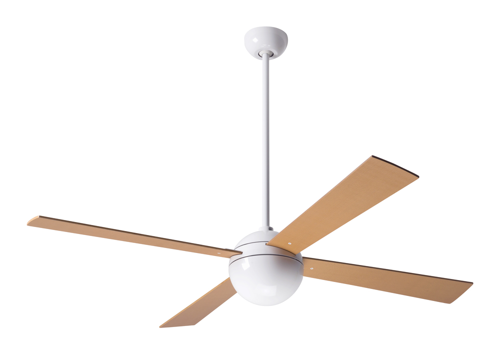 Ball Fan; Gloss White Finish; 42" Maple Blades; No Light; Fan Speed Control