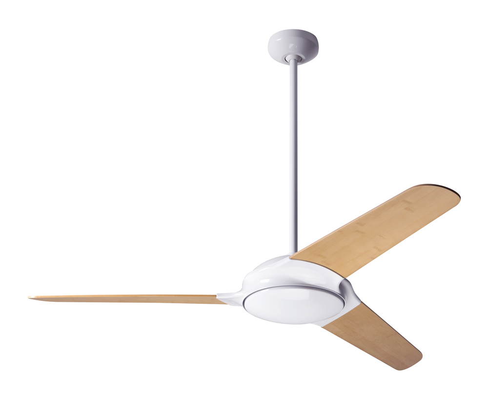 Flow Fan; Gloss White Finish; 52" Nickel Blades; No Light; Fan Speed Control