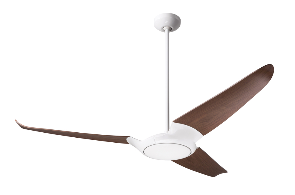 IC/Air (3 Blade ) Fan; Gloss White Finish; 56" Mahogany Blades; No Light; Wall/Remote Combo Cont