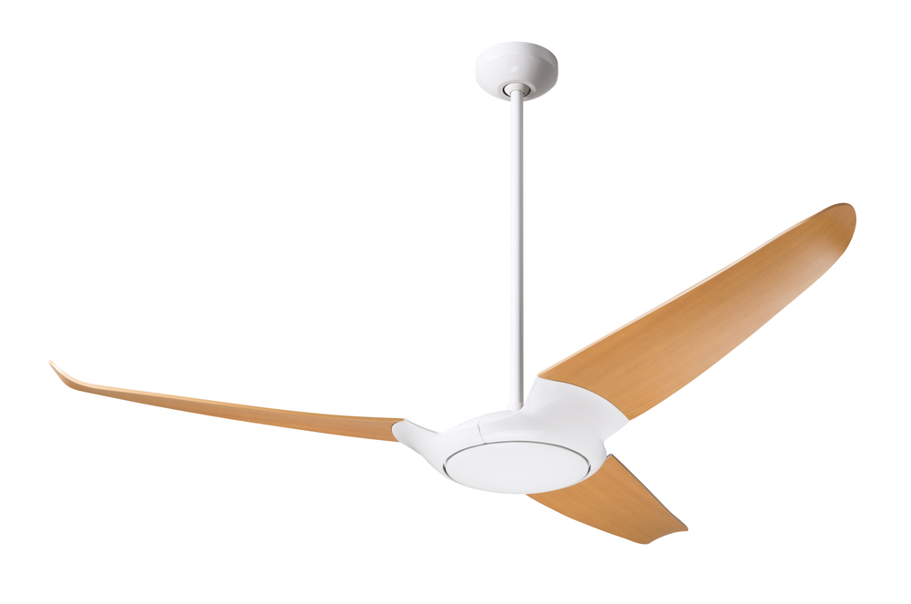 IC/Air (3 Blade ) Fan; Gloss White Finish; 56" Maple Blades; No Light; Wall/Remote Combo Control