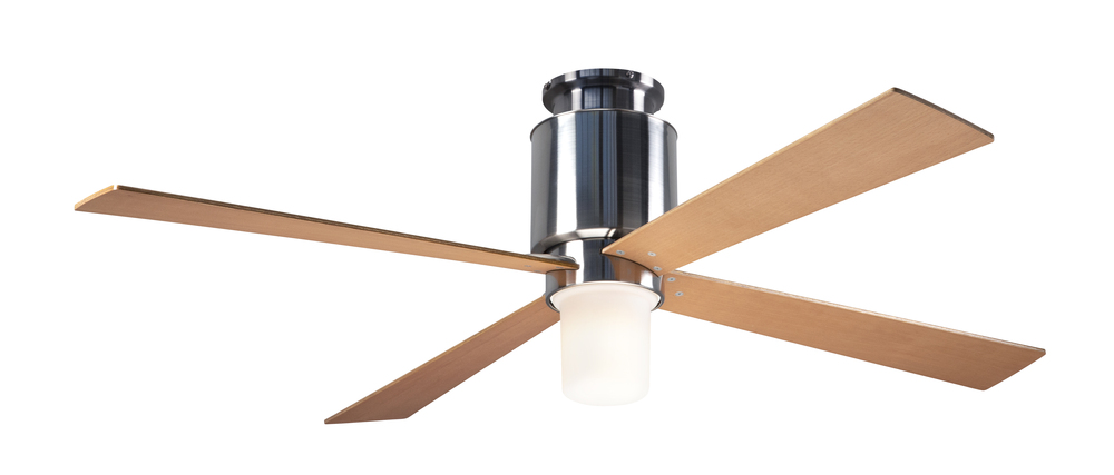 Lapa Flush Fan; Bright Nickel Finish; 50" Maple Blades; 17W LED; Handheld Remote Control (2-wire