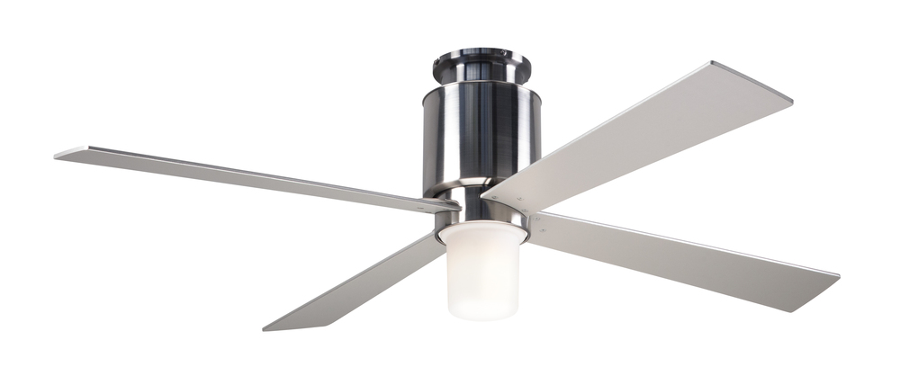 Lapa Flush Fan; Bright Nickel Finish; 50" White Blades; 17W LED; Fan Speed and Light Control (3-