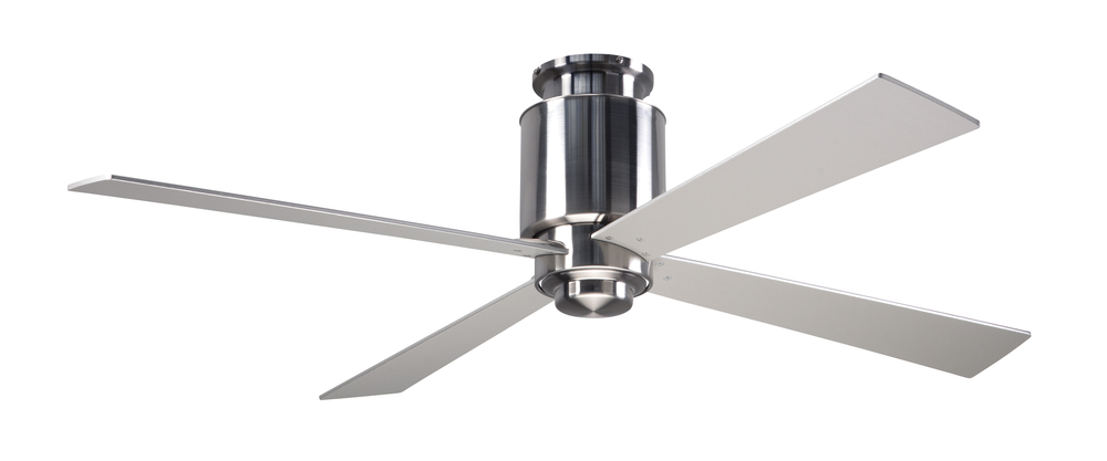 Lapa Flush Fan; Bright Nickel Finish; 50" Silver Blades; No Light; Fan Speed and Light Control (