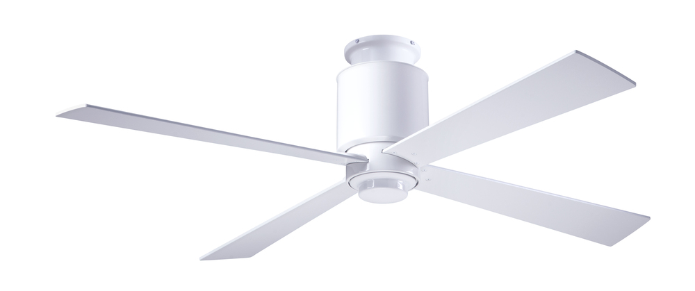 Lapa Flush Fan; Gloss White Finish; 50" Nickel Blades; No Light; Fan Speed Control