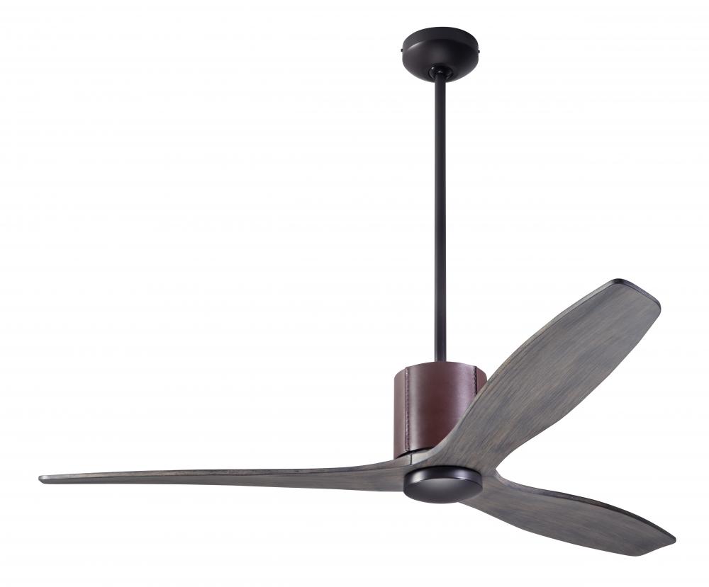 LeatherLuxe DC Fan; Dark Bronze Finish with Chocolate Leather; 54" Graywash Blades; No Light; Wa