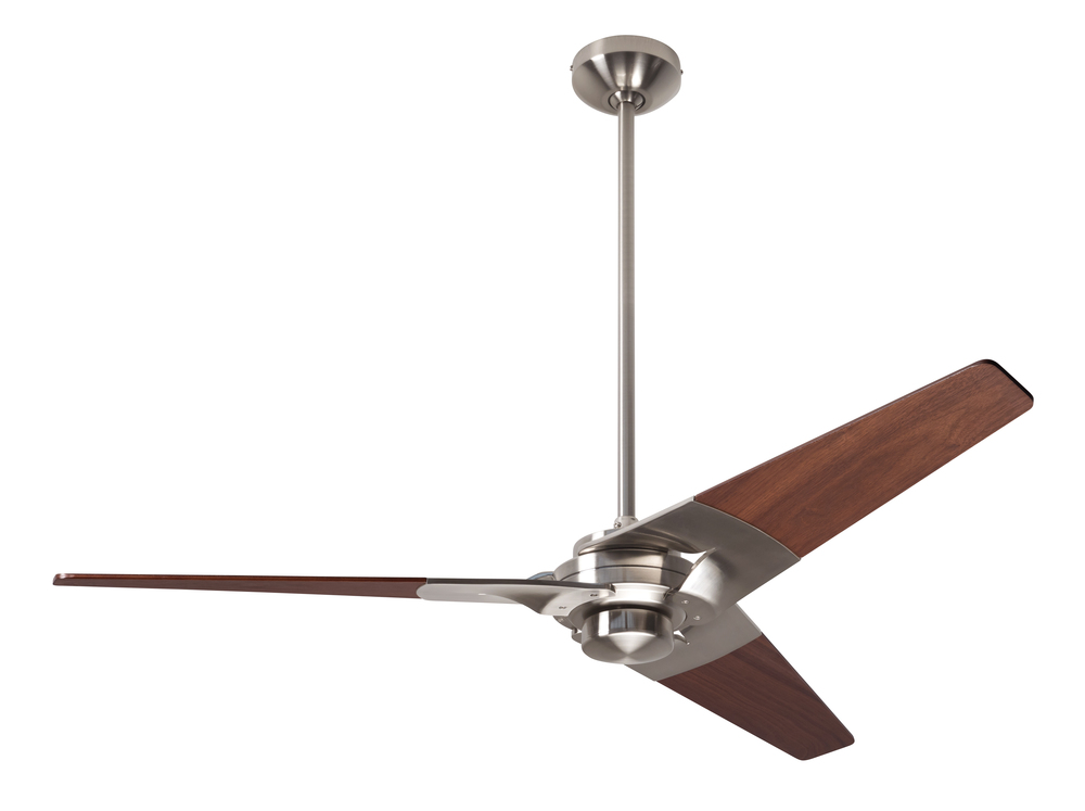 Torsion Fan; Bright Nickel Finish; 52" Mahogany Blades; No Light; Fan Speed and Light Control (3