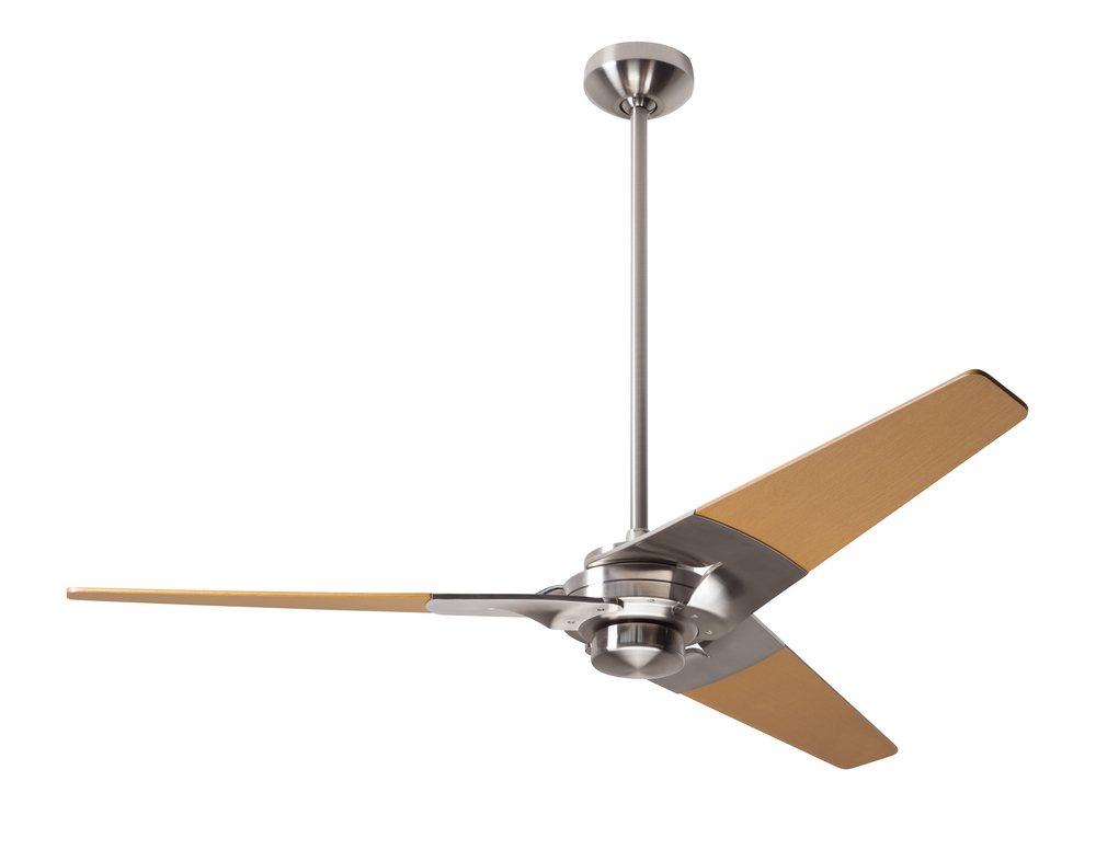 Torsion Fan; Bright Nickel Finish; 52" Maple Blades; No Light; Fan Speed and Light Control (3-wi