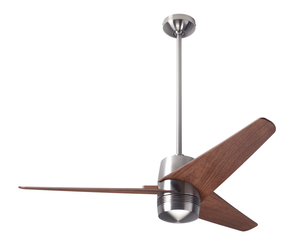 Velo DC Fan; Bright Nickel Finish; 48" Mahogany Blades; No Light; Wall/Remote Combo Control