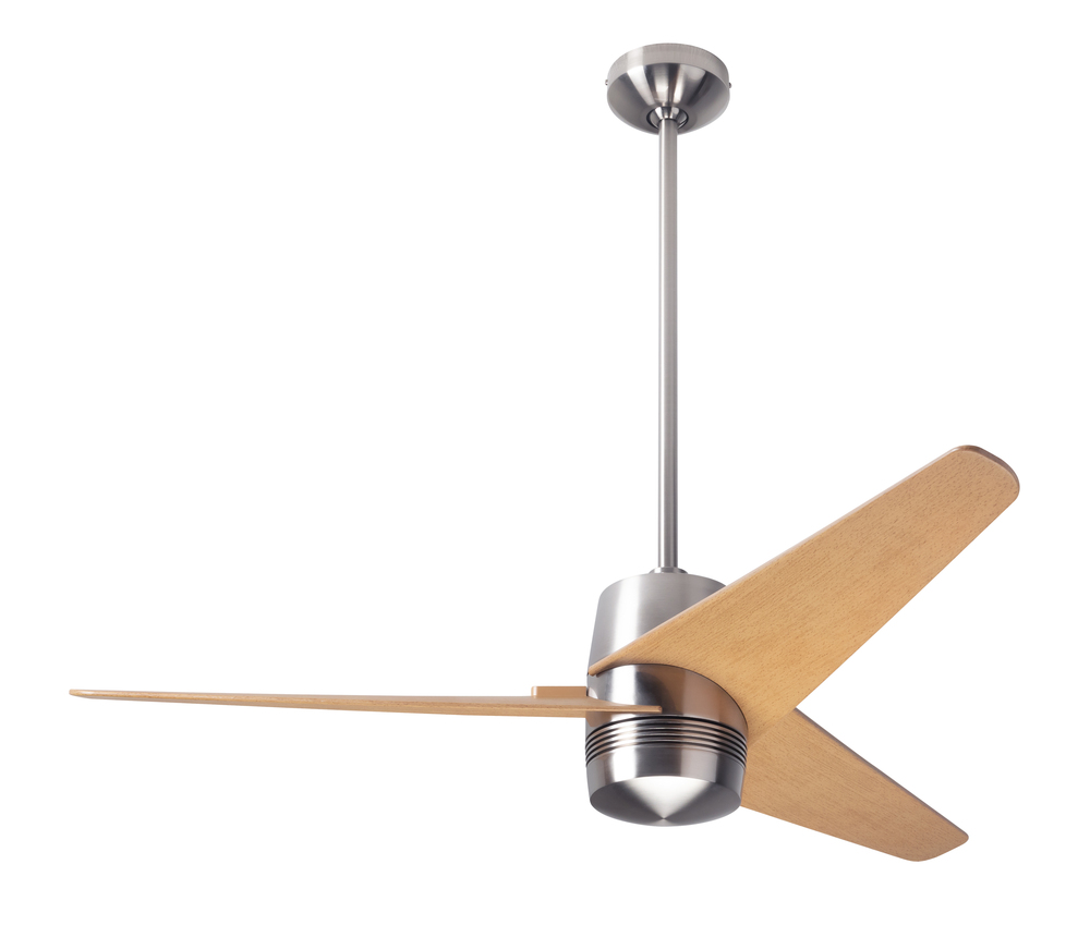 Velo DC Fan; Bright Nickel Finish; 48" Maple Blades; No Light; Wall/Remote Combo Control