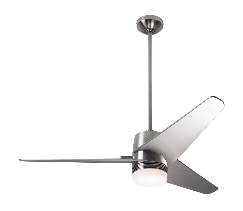 Velo DC Fan; Bright Nickel Finish; 48" White Blades; 17W LED; Handheld Remote Control