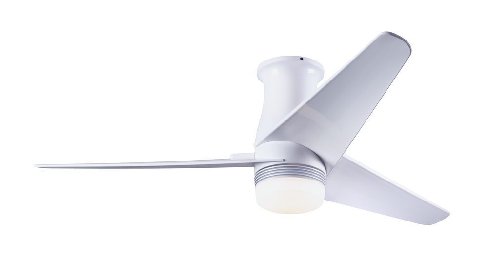 Velo Flush DC Fan; Gloss White Finish; 48" Nickel Blades; 17W LED; Wall Control