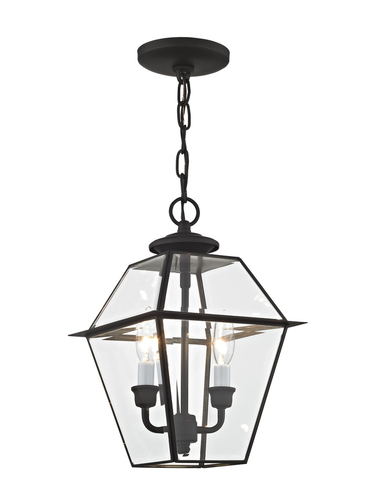 2 Light Black Outdoor Chain Lantern