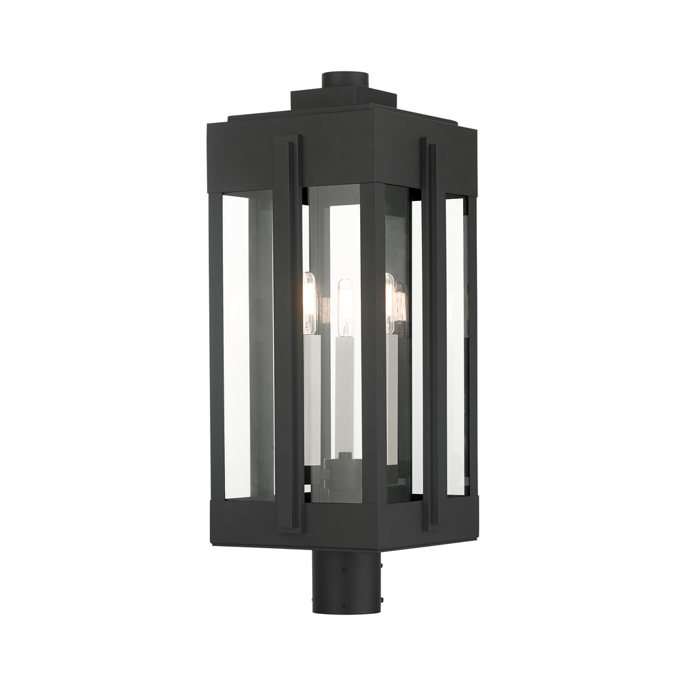 3 Lt Black Outdoor Post Top Lantern