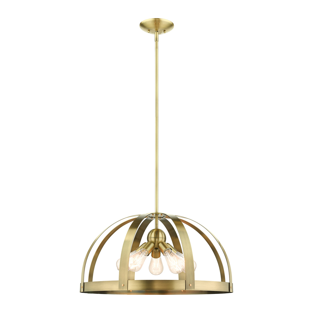 5 Lt Antique Brass Pendant Chandelier