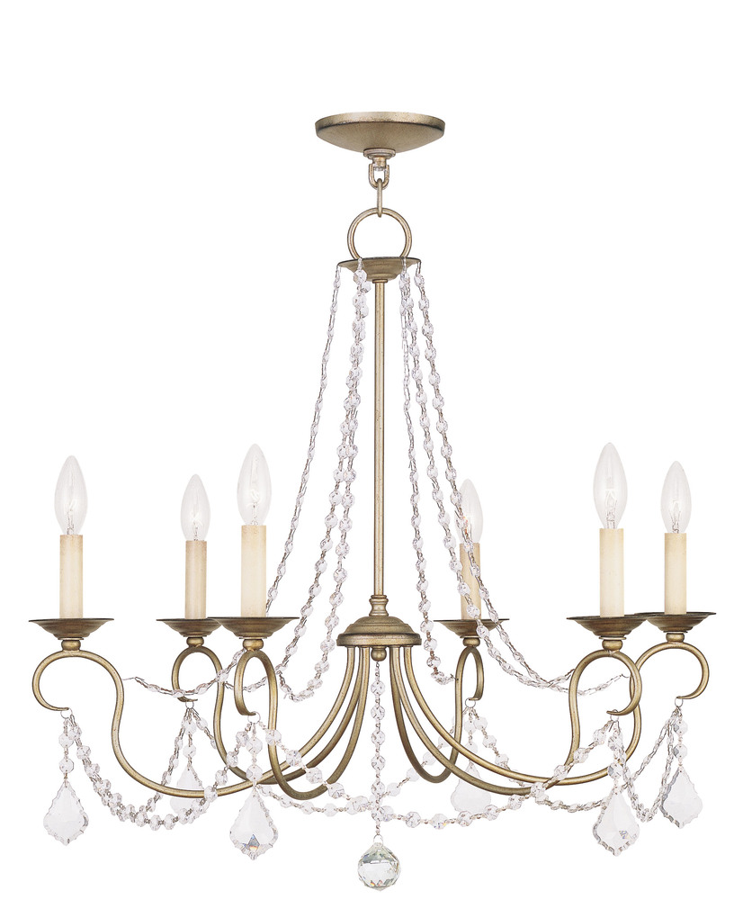 6 Light Antique Silver Leaf Chandelier