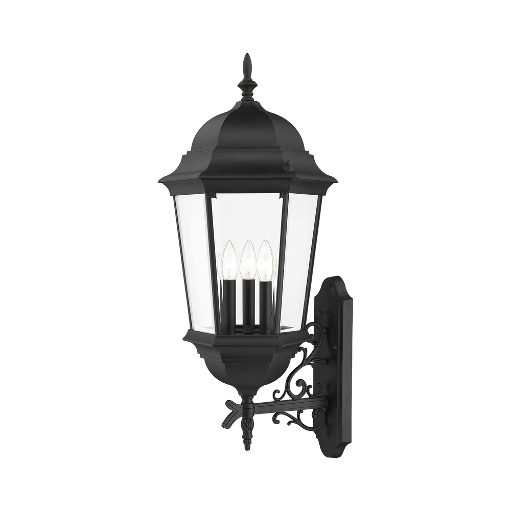 3 Lt Textured Black Outdoor  Wall Lantern