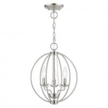 Livex Lighting 40913-91 - 3 Light Brushed Nickel Globe Convertible Mini Chandelier/ Semi-Flush