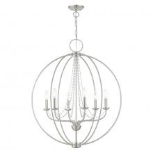 Livex Lighting 40916-91 - 6 Light Brushed Nickel Globe Pendant Chandelier