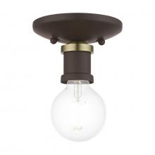 Livex Lighting 47160-07 - 1 Light Bronze with Antique Brass Accents Single Flush Mount