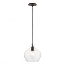 Livex Lighting 49093-07 - 1 Light Bronze with Antique Brass Accent Pendant