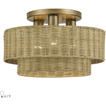 Livex Lighting 60047-48 - 3 Light Antique Gold Leaf Large Semi-Flush