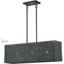 Livex Lighting 60552-04 - 3 Light Black Medium Linear Chandelier