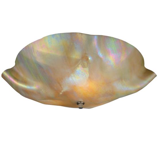 16"W Metro Beige Iridescent Organic Art Glass Flushmount