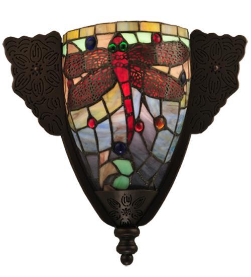 14.5"W Tiffany Hanginghead Dragonfly Wall Sconce