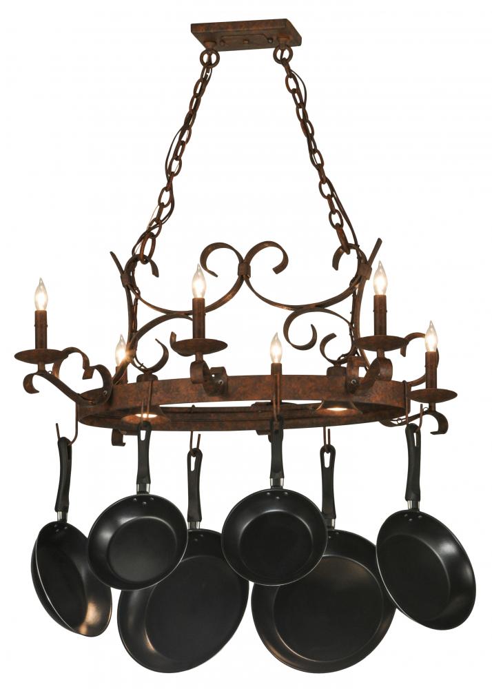 36" Long Handforged Oval 6 Light Pot Rack