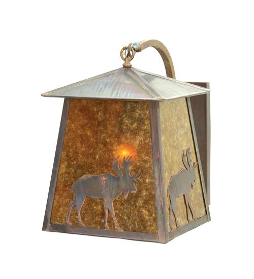 14"W Stillwater Lone Moose Curved Arm Wall Sconce