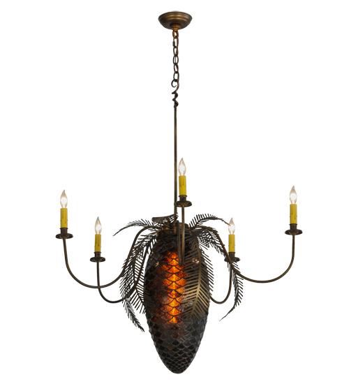 36"W Pinecone 5 Arm Chandelier