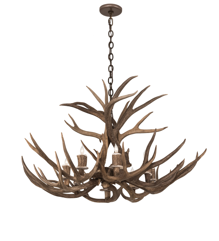 38" Wide Antlers Deer 8 Light Chandelier