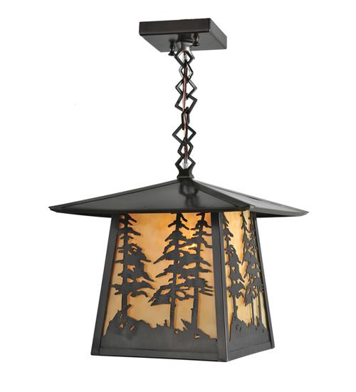 12"Sq Stillwater Tall Pines Ceiling Pendant