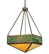 Meyda Green 120380 - 18" Square Lone Bear & Wolf Inverted Pendant