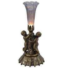 Meyda Green 12502 - 12" High Purple Iridescent Pond Lily Twin Cherub Mini Lamp