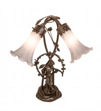 Meyda Green 142212 - 17" High Gray Tiffany Pond Lily 2 Light Trellis Girl Accent Lamp