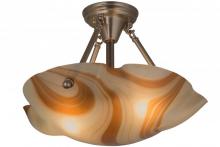 Meyda Green 163440 - 17.5" Wide Metro Fusion Cognac Swirl Semi-Flushmount