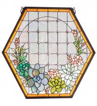 Meyda Green 222564 - 20" Wide X 20" High Succulent Stained Glass Window