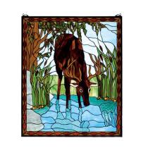 Meyda Green 72936 - 25"W X 30"H Deer Stained Glass Window