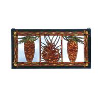 Meyda Green 81470 - 36" Wide X 18" High Pinecone Stained Glass Window