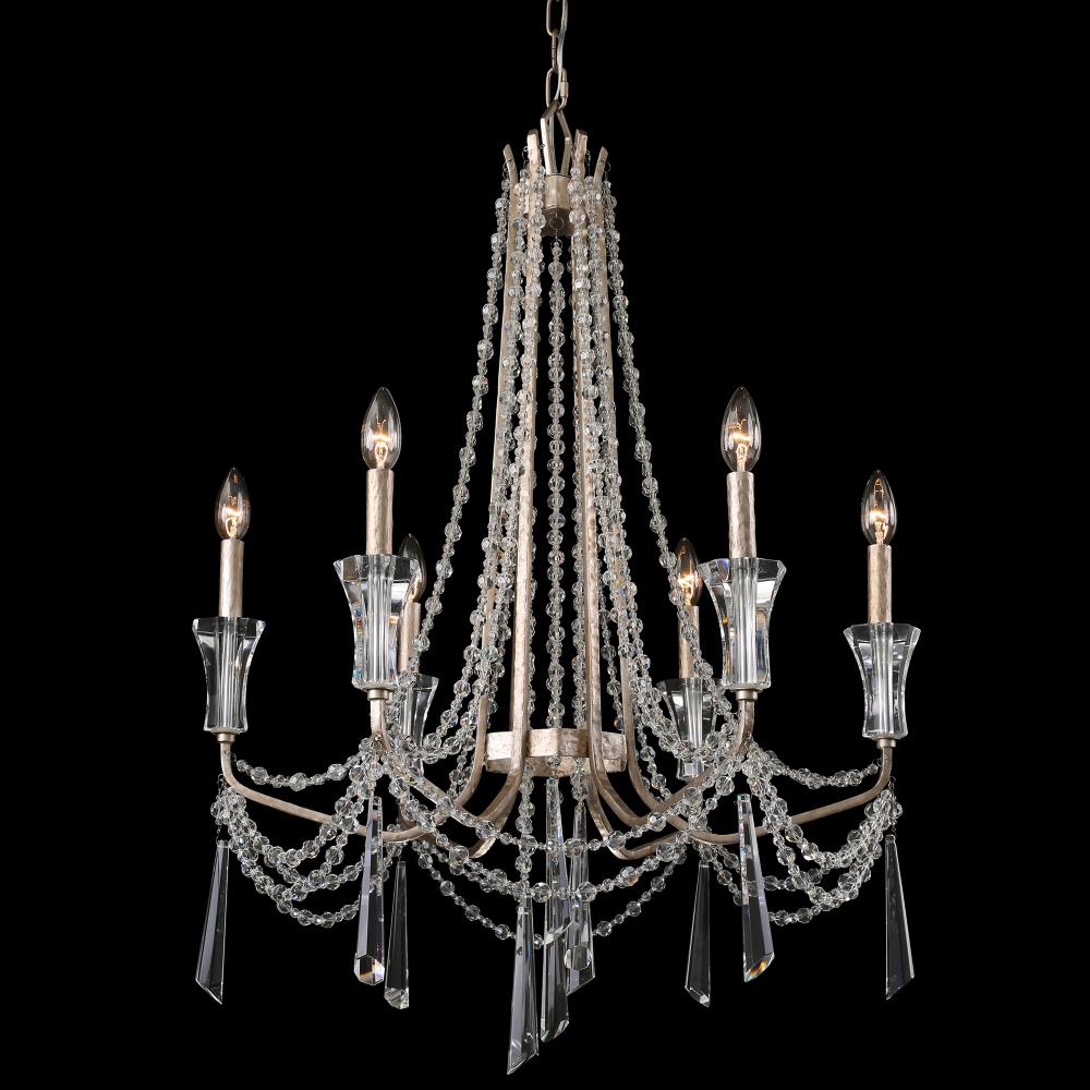 Barcelona 6-Lt Crystal Chandelier - Transcend Silver