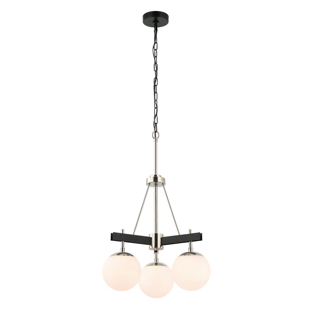 Allie 3-Lt Chandelier - Black/Polished Nickel