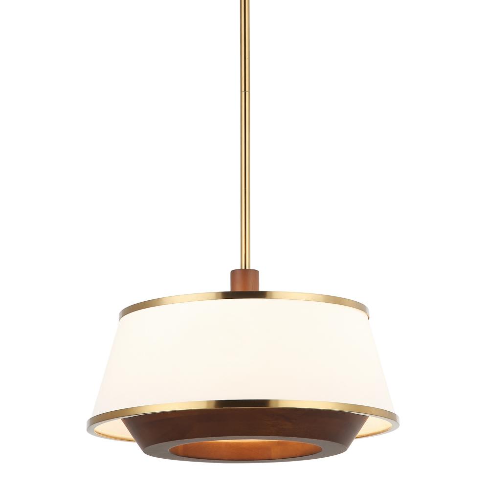 Desert Flyer 3-Lt Convertible Pendant/Semi-Flush - Satin Brass/Medium Walnut