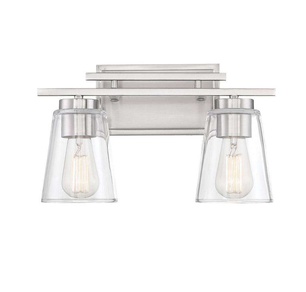 Calhoun 2-Light Bathroom Vanity Light in Satin Nickel