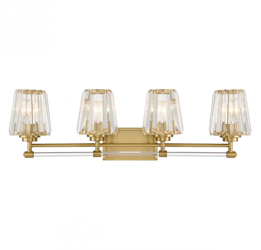 Garnet 4-Light Bathroom Vanity Light in Warm Brass