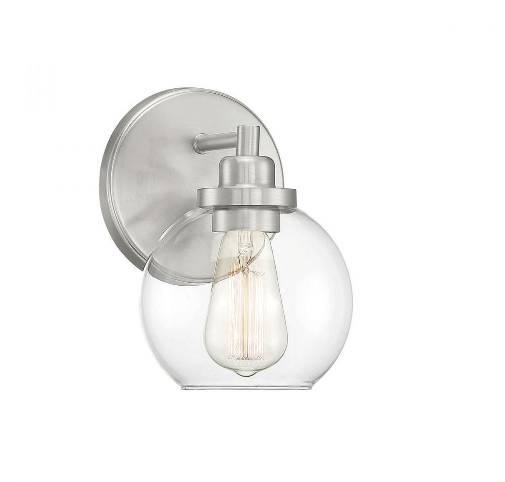 Carson 1-Light Bathroom Vanity Light in Satin Nickel