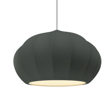 Justice Design Group CER-6605-PWGN-MBLK-WTCD - Oval Fluted 1-Light Pendant